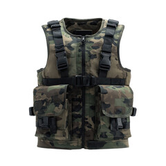 Camouflage tactical vest with multiple pockets and adjustable straps