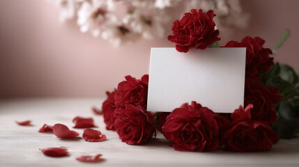 Colorful red roses happy valentine's day greeting on pink background