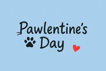 Pawlentines Day greeting with paw print and heart on light blue background