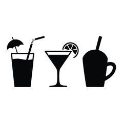 Cafe Menu Drink Vector, Silhouette, Illustration