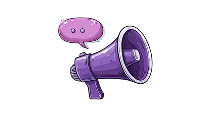 Purple megaphone with a pink speech bubble, an illustration