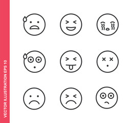 Fototapeta premium Emoji icon. Outline icons collection. Editable stroke.