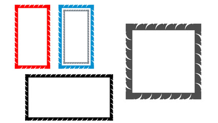 set of frames or borders vector illustration on transparent background, decorations or empty picture template frame 
