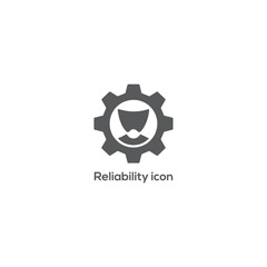 Fototapeta premium Reliability Assurance Icon with Gear and Shield Symbol, Secure Service Quality Control, Trusted Maintenance Support, Minimal Vector Illustration Design