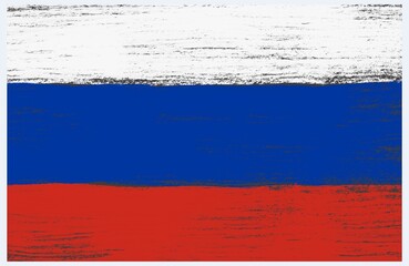flag of russia with paint stroke