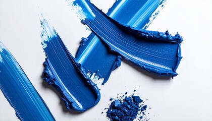 Textured Blue Paint Strokes &ndash; Palette Knife Application with Hue Variations on White Surface