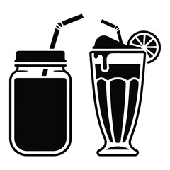 Smoothie & Shake Drink Vector, Silhouette, Illustration