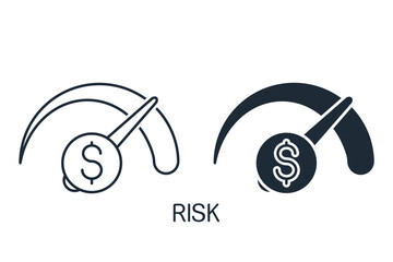 Financial growth and investment risk. Dangerous deal. Vector linear icon isolated on white background.