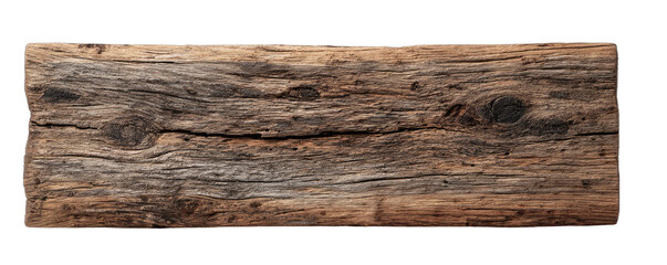 Weathered wooden plank with prominent grain and knots, aged texture
