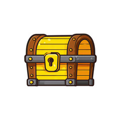 Ornate golden treasure chest with metallic accents and a secure lock
