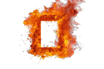 Square frame of flames against a black background