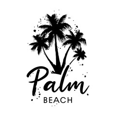Summer beach island with palm trees in the ocean. Vector emblem of travel, holiday, resort. Vector Logo collection.