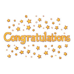 congratulations text with stars isolated vector illustration