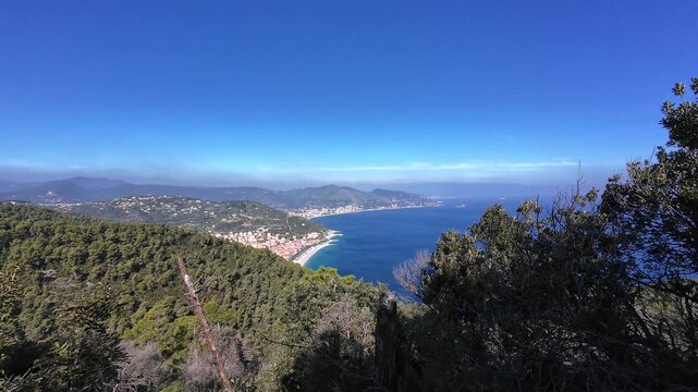 Italy, Noli Town on mediterranean sea overview