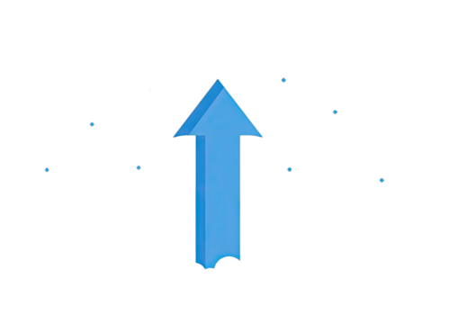 Bright blue arrow pointing upwards against a dark background - Powered by Adobe