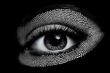 Abstract Eye Design Black and White Binary Data Composition with Elements of Digital Mystique