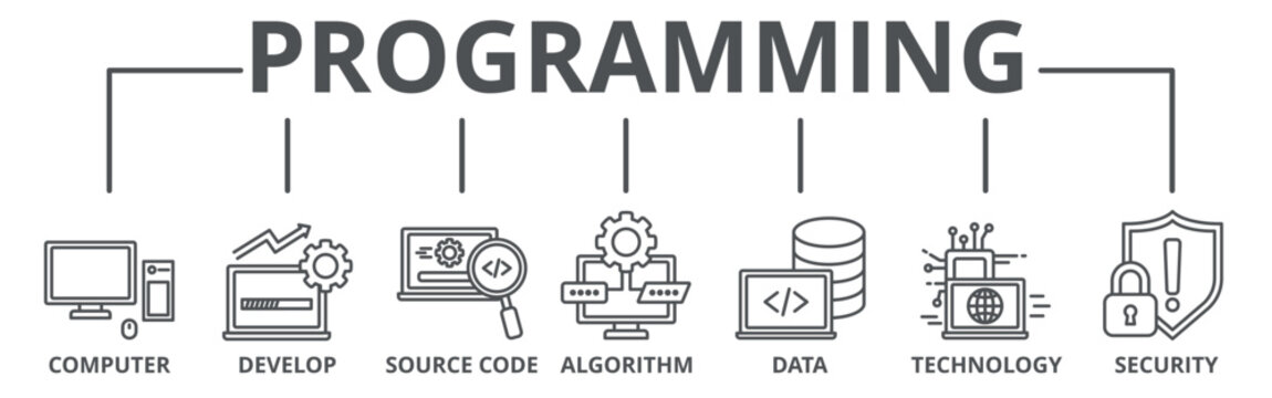 Programming banner web icon vector illustration concept