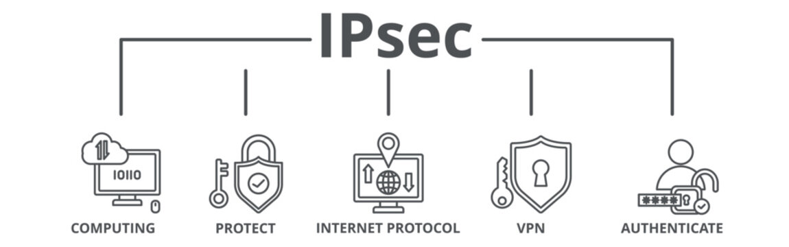 IPsec banner web icon vector illustration concept