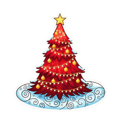 "Decorated Christmas Tree with Lights and Star"