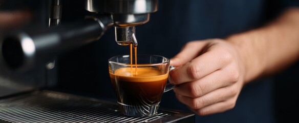 The barista crafts a perfect espresso shot igniting warmth and comfort with each pull.