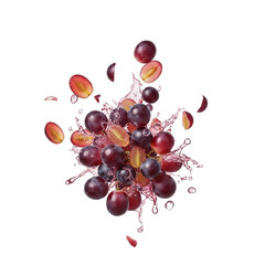 "Fresh Red Grapes with Water Splash"