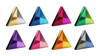 Collection of Metallic Icon set Shiny effect texture Luxury Icon Design PNG High End Metallic Color Item Check Mark Tech Icon Triangle Two-tone Metallic high end colors
