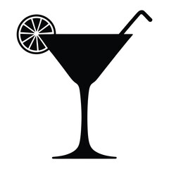 Martini glass Vector, Silhouette, Illustration