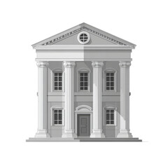 A stately neoclassical building with imposing columns and a pedimented facade