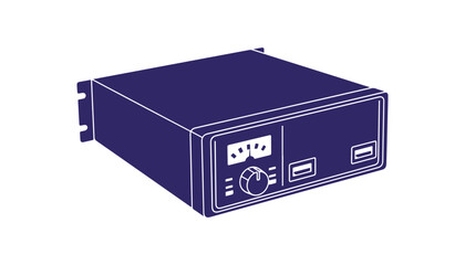 A straightforward depiction of a voltage stabilizer shown in a colored perspective view.

