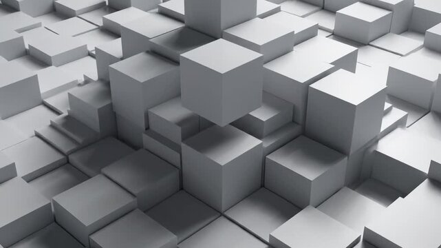 Abstract pattern of raised white cubes