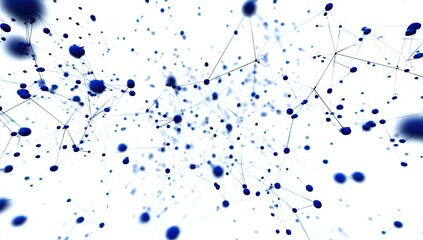 Abstract network illustration, blue spheres connected by thin lines against a bright white backdrop