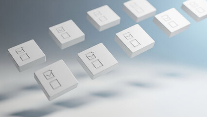 White checkmark boxes floating in air with checkboxes