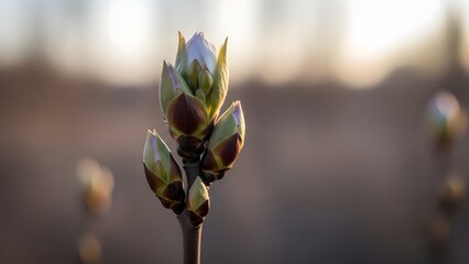 Spring plant bud growing symbolizing new life freshness and natural growth concept