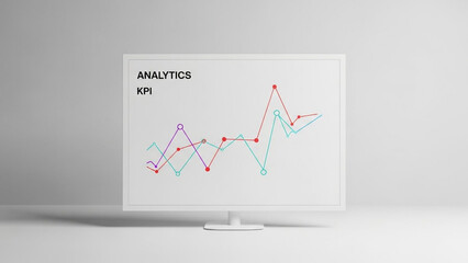 Business analytics on computer screen with colorful KPI graphs