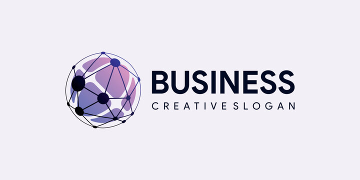 Abstract Globe Logo Symbol Icon with Network Connection Symbol for Modern Digital Start-up Gradient Vector
