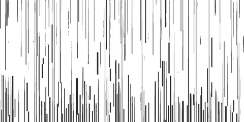 Obraz premium Abstract pattern of vertical black lines of varying lengths and thicknesses on a white background
