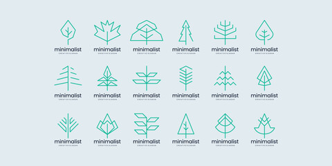 Modern Geometric Minimalist Tree Logo Symbol Icon Collection For Eco-Friendly Business Branding Identity Design Template Vector