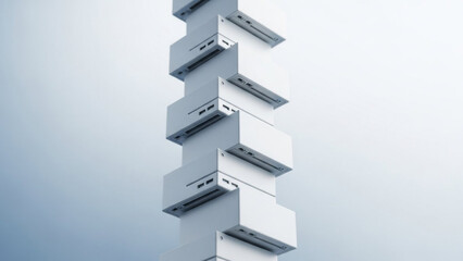 Modern stacked computer servers in sleek data center environment