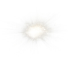 Bright White Particle Explosion on Transparent Background
