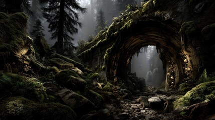 Misty grotto log bridge adventure