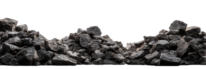 A pile of rough, dark, angular rocks forms a textured landscape