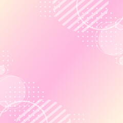 ピンクグラデーションの、ポップで可愛いメンフィス風フレーム背景 正方形