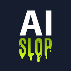 Ai slop icon, anti ai concept with green slime vector illustration.
