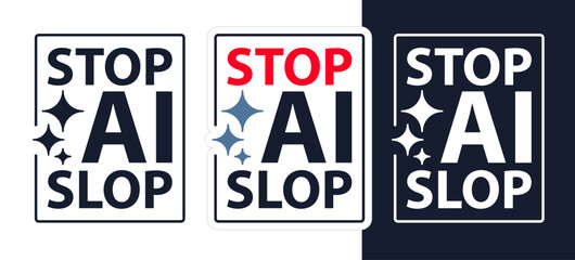Stop ai slop icon, stop ai concept, creators against ai badge.