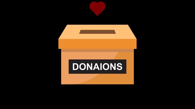 Donation Box Animation with Heart Symbol for Charity and Emotional Giving