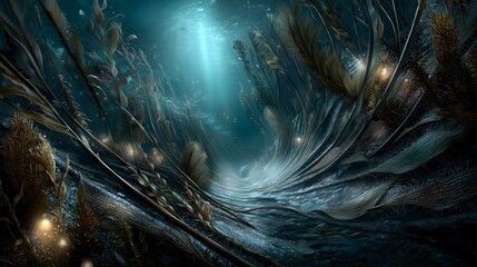 Tranquil kelp in cambrian depths