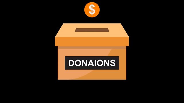 Donation Box Animation with Coin Drop for Fundraising and Charity Campaigns