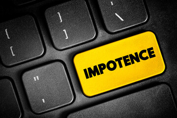 Fototapeta premium Impotence - inability to take effective action, helplessness, text button on keyboard, concept background