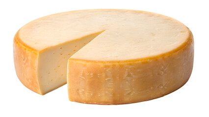 A gourmet of fresh yellow cheese isolated on a white background as a dairy food ingredient