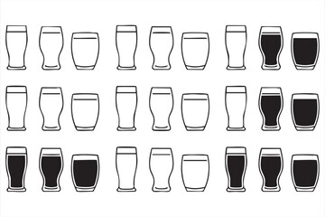Beer Pint Icons for Pub Branding and Digital Menus